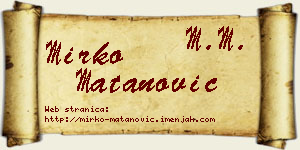 Mirko Matanović vizit kartica